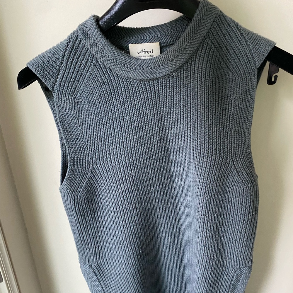 Aritzia/ Wilfred knit sweater vest, taupe/sage colour